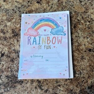 Rainbow of Fun Party Invitation Set - Pastel Rainbow Design